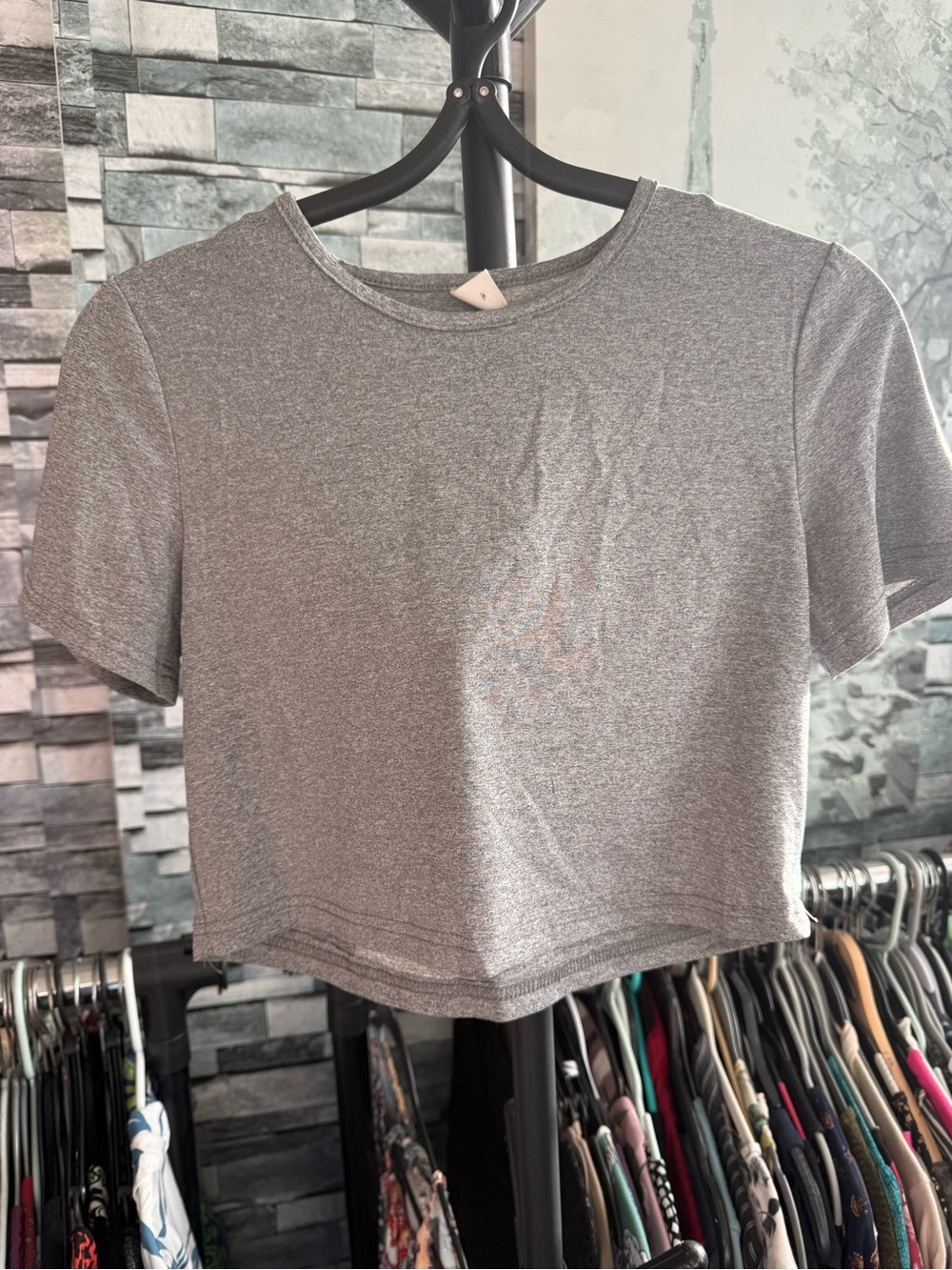 Girl’s Gray Cropped Crewneck Tee